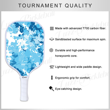 Luzzpickleball Origin Paddle (16mm) T700 Carbon Fiber| Sandblasted Surface
