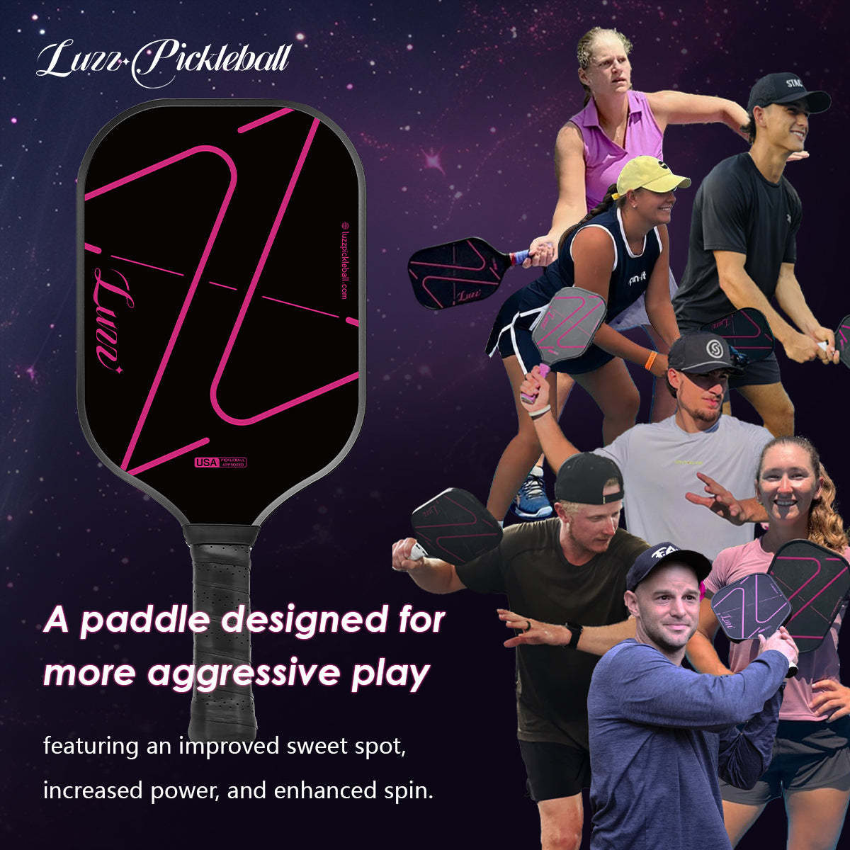 Luzzpickleball Pro ZZ Paddle T700 Carbon Friction Surface