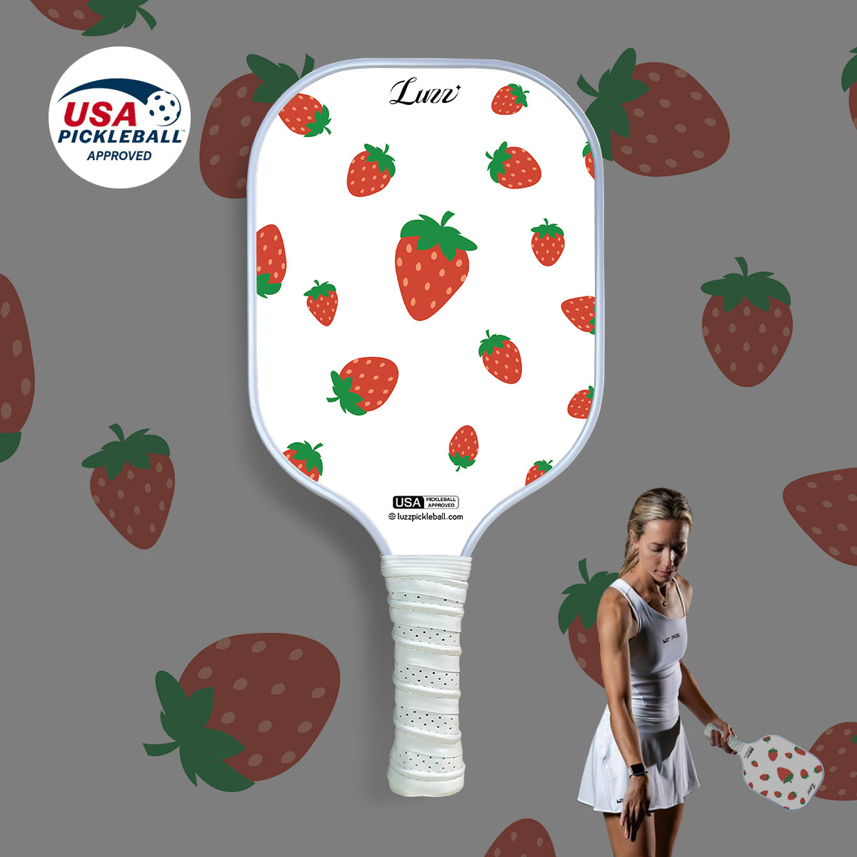 Luzzpickleball Strawberries Original Paddle (16mm) T700 Carbon Fiber