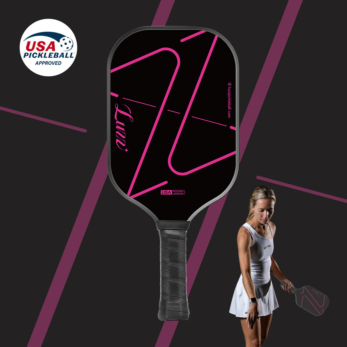 Luzzpickleball ZZ Attack Paddle(16mm)T700 Carbon Friction Surface|Thermoformed