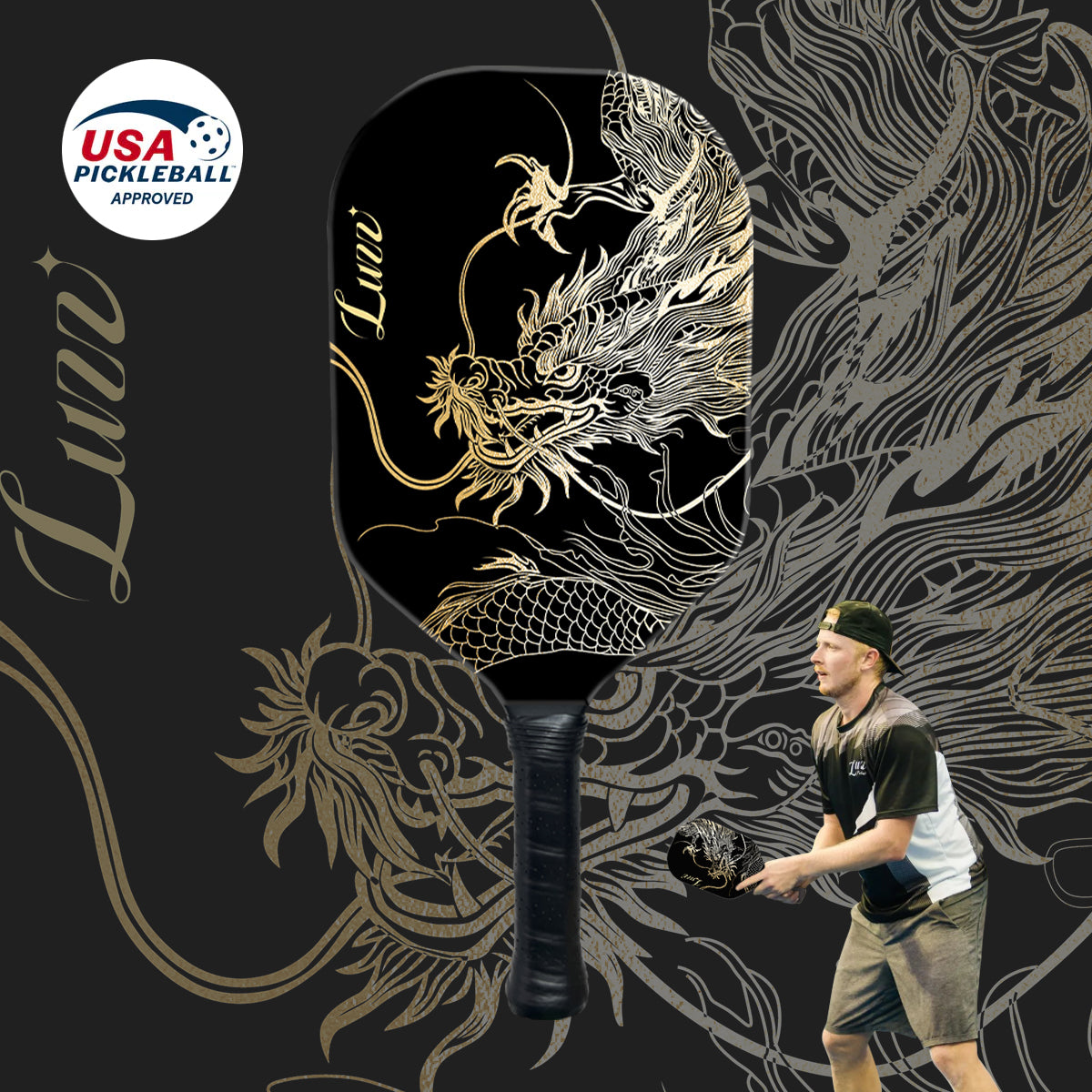 Luzzpickleball Imperial Dragon Paddle(14mm)T700 Carbon Friction Surface|Thermoformed