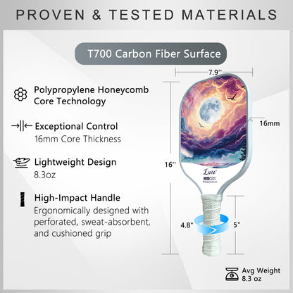 Luzzpickleball MOONWARD Original Paddle (16mm) T700 Carbon Fiber