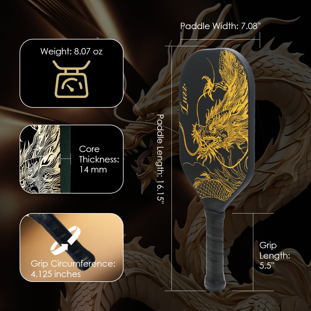 Luzzpickleball Imperial Dragon Paddle(14mm)T700 Carbon Friction Surface|Thermoformed