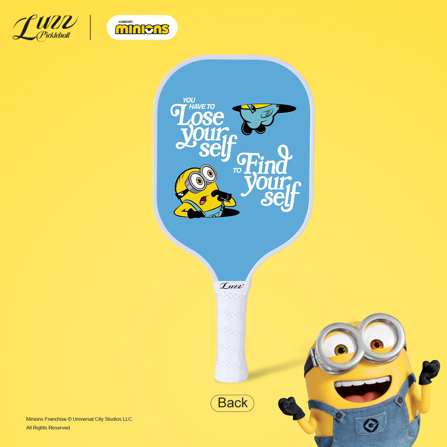 Luzzpickleball Minions Checker Champ Original Paddle (16mm) T700 Carbon Fiber