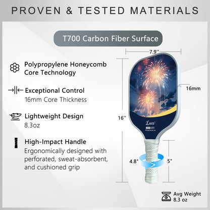 Luzzpickleball Skyfire Original Paddle (16mm) T700 Carbon Fiber