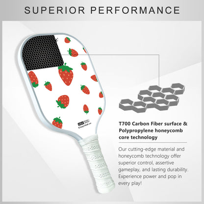 Luzzpickleball Strawberries Original Paddle (16mm) T700 Carbon Fiber