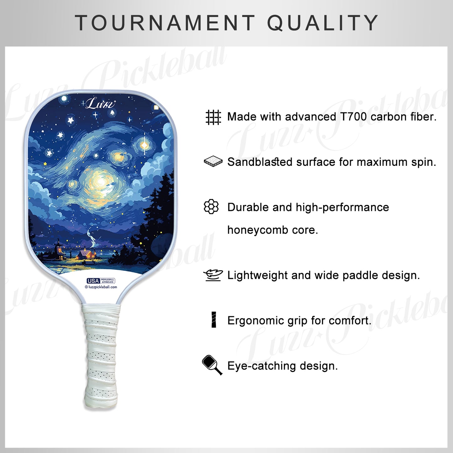 Luzzpickleball VEIL Original Paddle (16mm) T700 Carbon Fiber