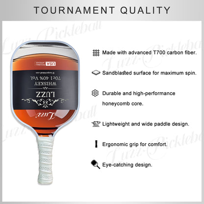 Luzzpickleball Whiskey Original Paddle (16mm) T700 Carbon Fiber