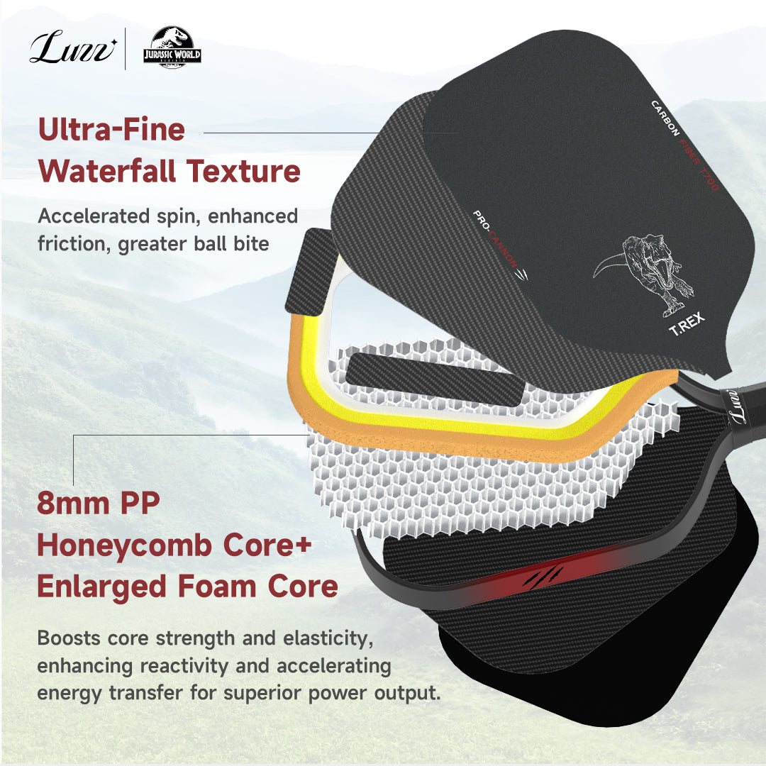 Luzzpickleball Jurassic Cannon Paddle T700 Carbon Friction Surface|Thermoformed