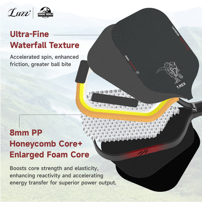 Luzzpickleball Jurassic Cannon Paddle T700 Carbon Friction Surface|Thermoformed
