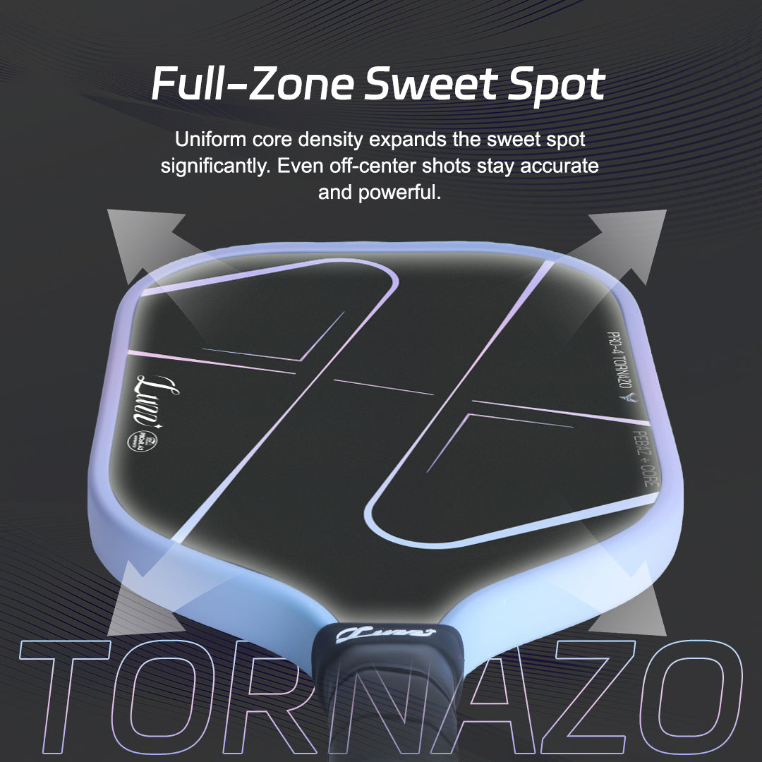 Luzzpickleball Pro 4 Tornazo Carbon Fiber Pickleball Paddle - Dual-Layer Core