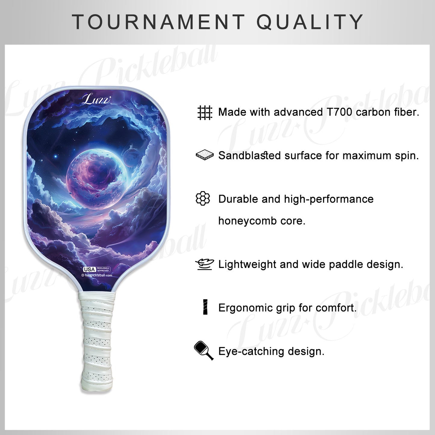 Luzzpickleball PLANET Original Paddle (16mm) T700 Carbon Fiber