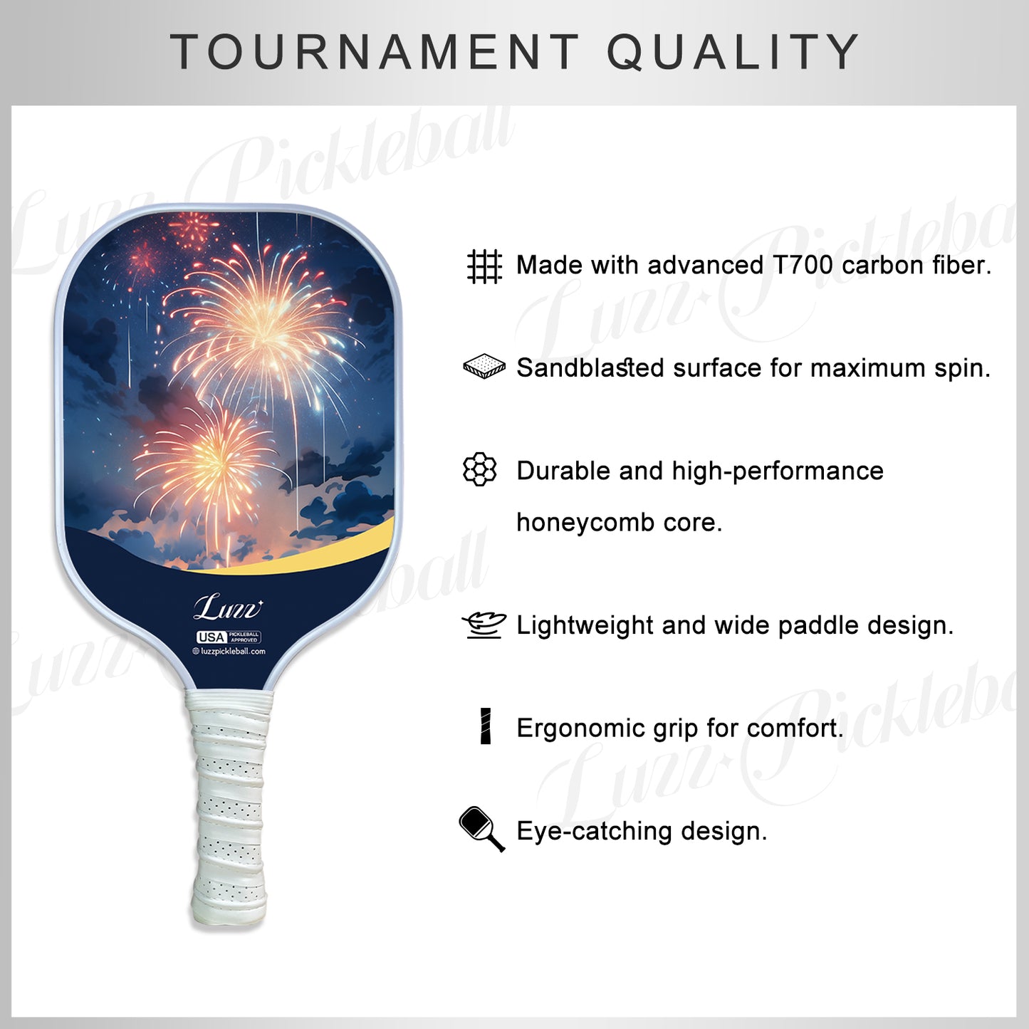 Luzzpickleball Skyfire Original Paddle (16mm) T700 Carbon Fiber