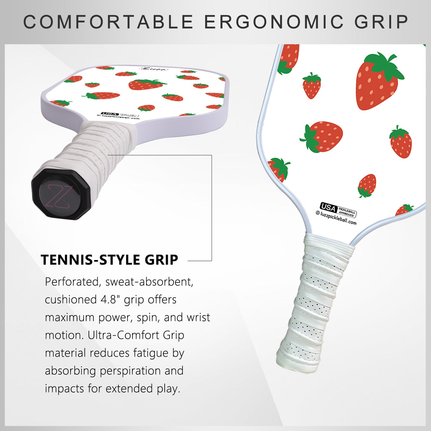 Luzzpickleball Strawberries Original Paddle (16mm) T700 Carbon Fiber