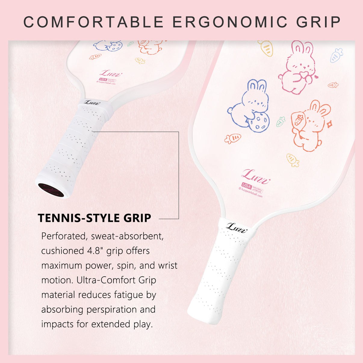 Luzzpickleball Bunny Blitz Original Paddle (16mm) T700 Carbon Fiber