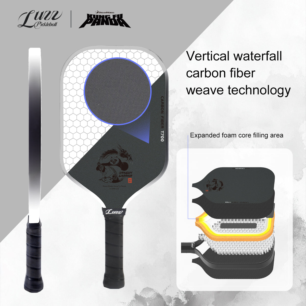 Luzzpickleball Kung Fu Panda Cannon T700 Carbon Friction Surface|Thermoformed