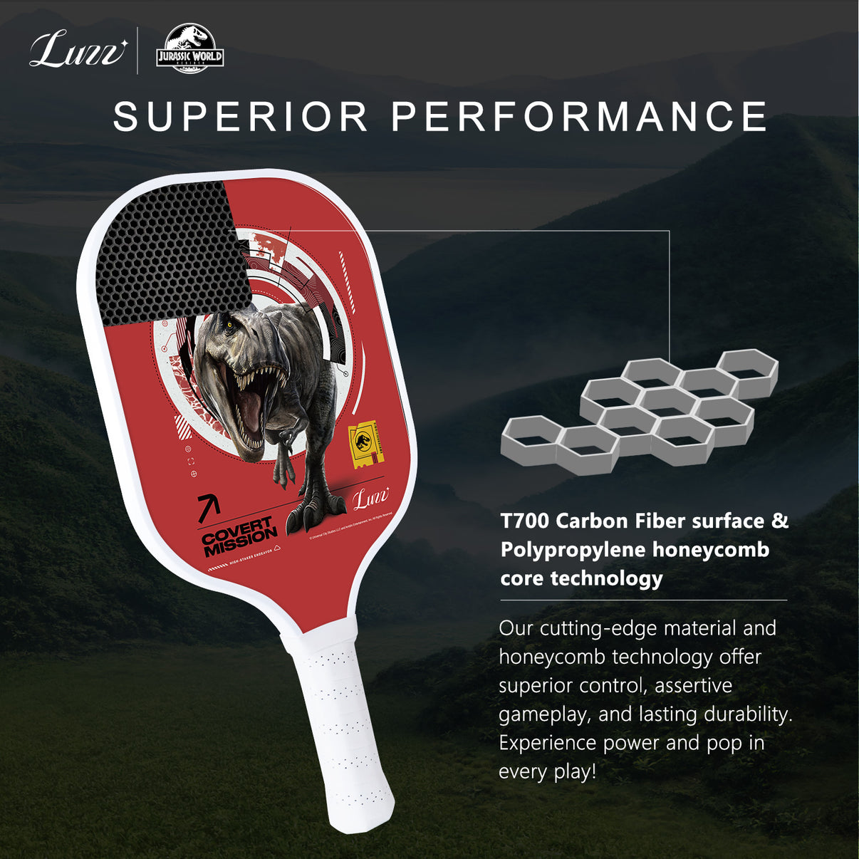 Luzzpickleball Covert Mission Original Paddle (16mm) T700 Carbon Fiber