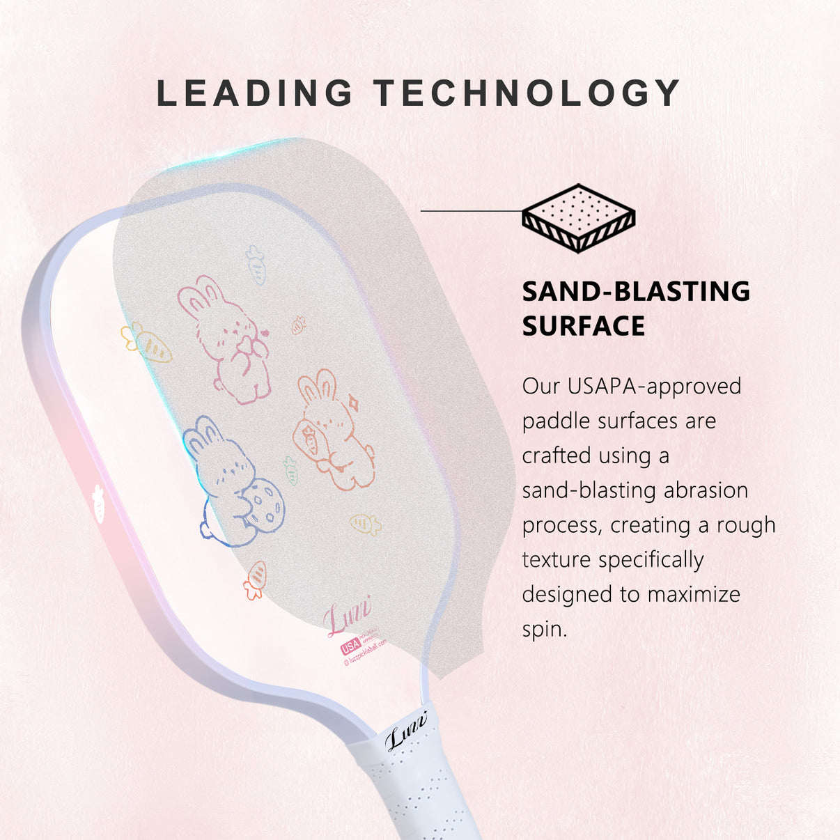 Luzzpickleball Bunny Blitz Original Paddle (16mm) T700 Carbon Fiber