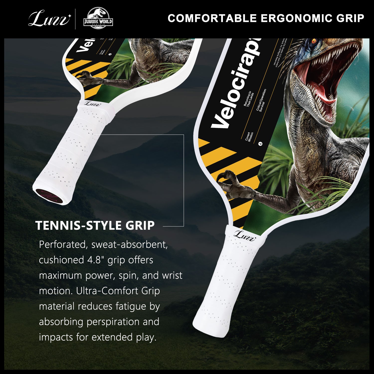 Luzzpickleball Velociraptor Original Paddle (16mm) T700 Carbon Fiber