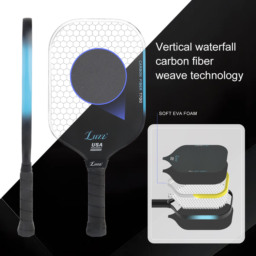 Luzzpickleball Blade Paddle(14mm) T700 Carbon Friction Surface|Thermoformed
