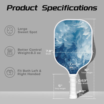 Luzz Carbon Fiber Pickleball Paddles(16mm) Sandblasted Surface USAPA Approved T700 Pickle Ball Rackets for All Skill Level