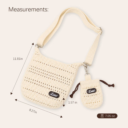 Knit pickleball bag size and weight details: 11.81 in long, 8.27 in wide, 1.57 in thick, and 7.05 oz