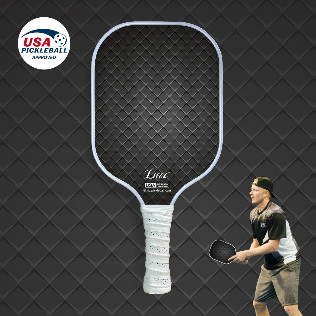 Luzz Dark Original Paddle -Upgraded Sandblasted Surface(Maximizes Spin)-Luzzpickleball