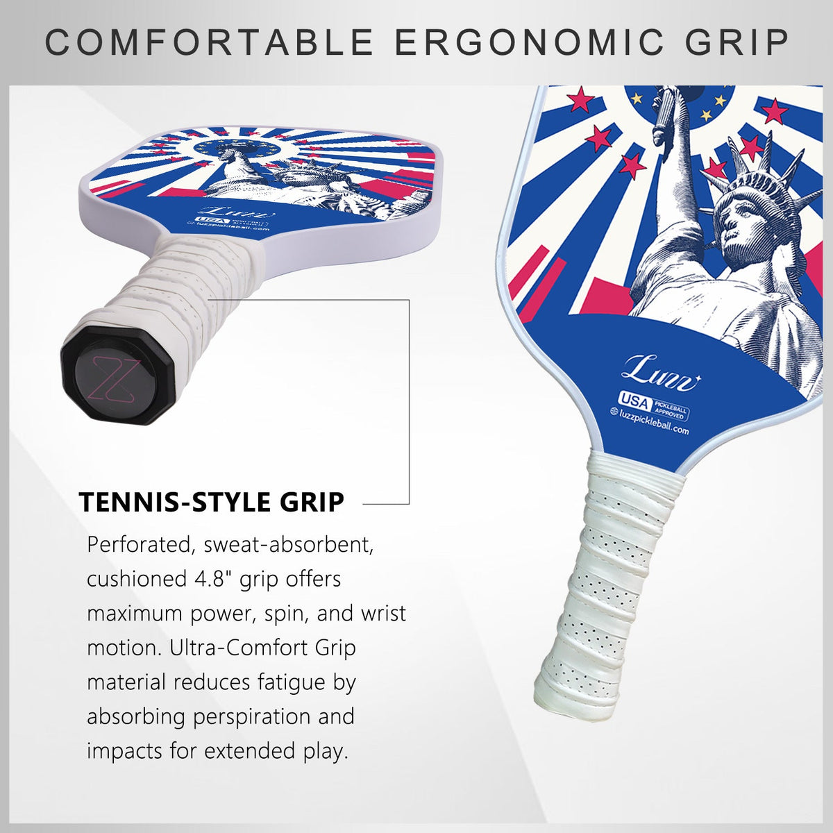 Luzz Freedom Original Paddle -Upgraded Sandblasted Surface(Maximizes Spin)-Luzzpickleball