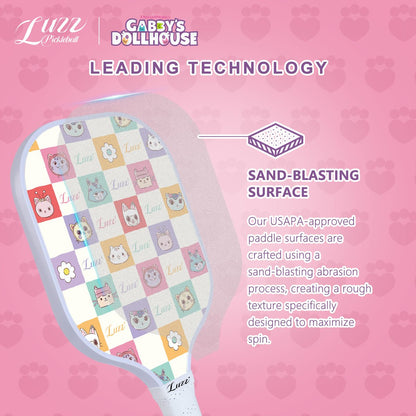 Luzz Gabby's Dollhouse Original Paddle with sandblasted textured surface for enhanced spin.