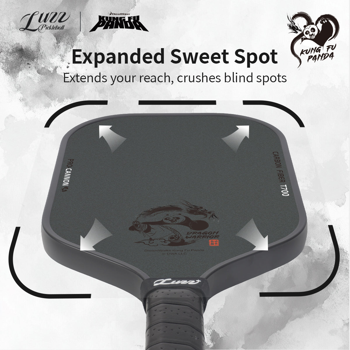 Luzzpickleball Kung Fu Panda Cannon T700 Carbon Friction Surface|Thermoformed