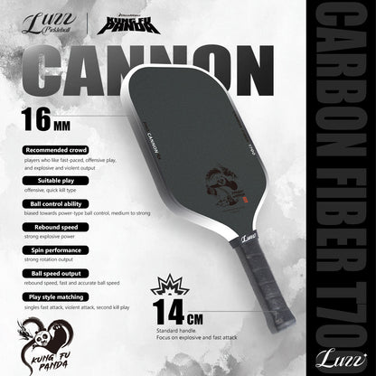 Luzzpickleball Kung Fu Panda Cannon T700 Carbon Friction Surface|Thermoformed