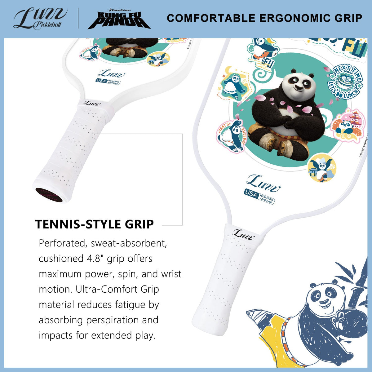 Luzzpickleball Kung Fu Panda Dragon Zen Original Paddle (16mm) T700 Carbon Fiber