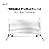 LUZZ Portable Pickleball Net featuring a sleek black-and-white design with quick 1-minute setup