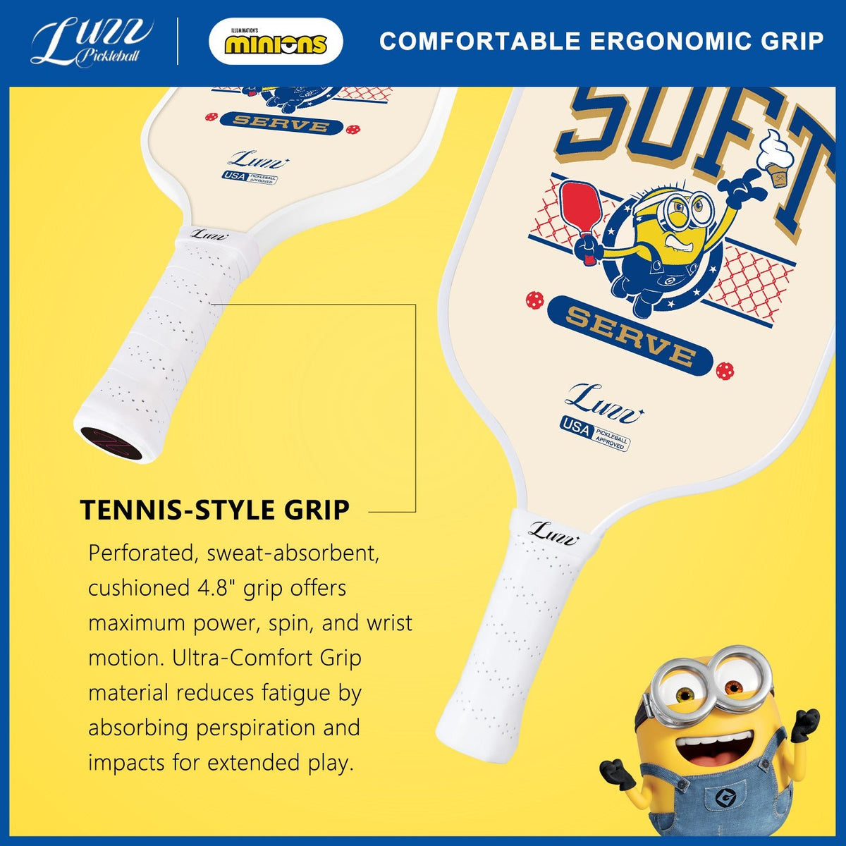Luzzpickleball Minions Serve Original Paddle (16mm) T700 Carbon Fiber