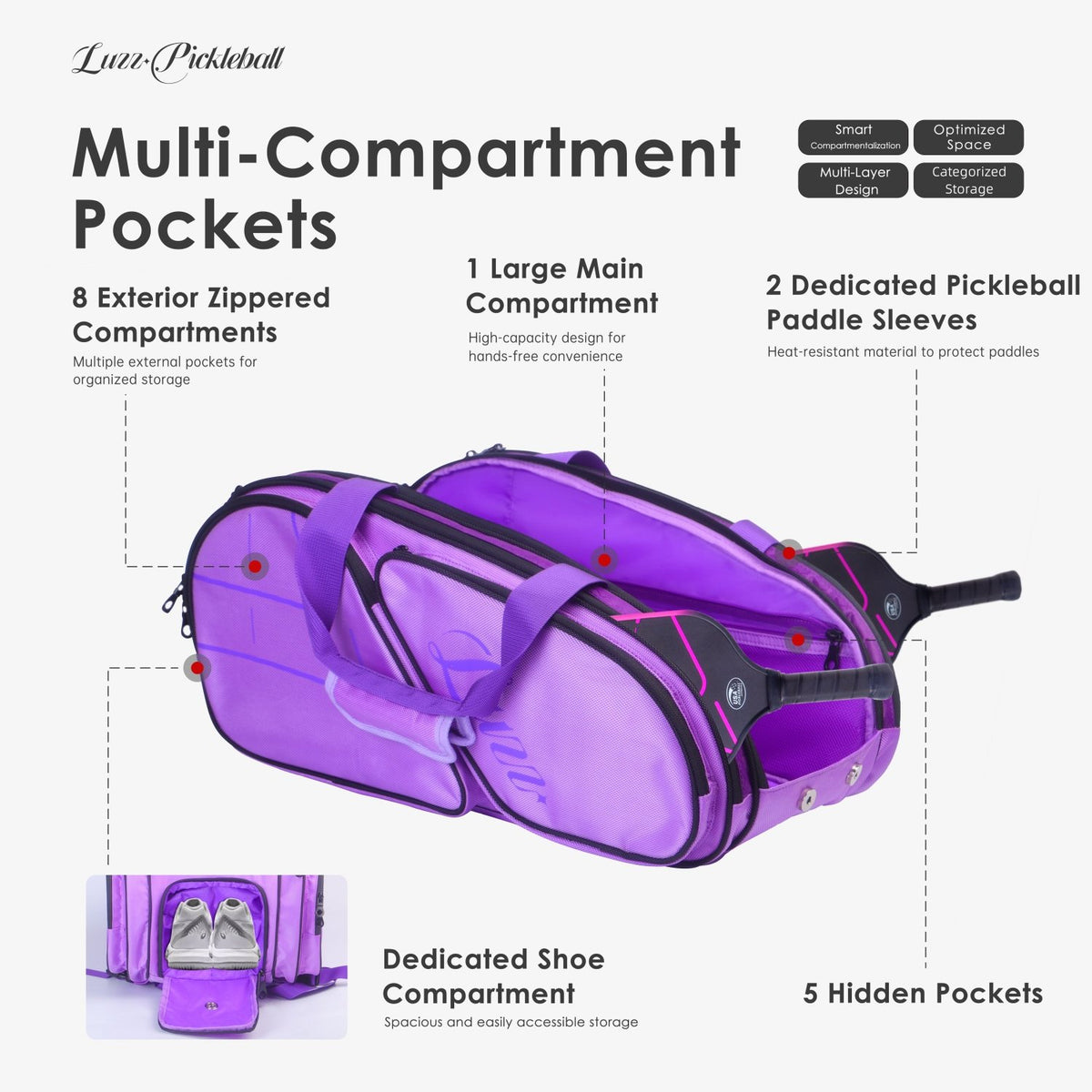 Luzz Outdoor Sports Pickleball Backpack -Royal Purple-Luzzpickleball