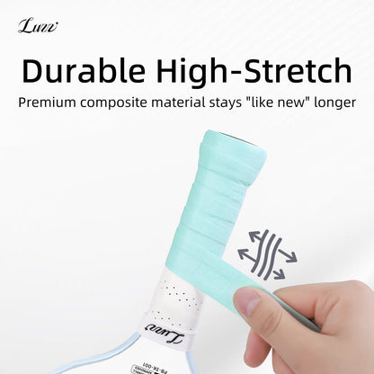 LUZZ Paddle Overgrip in use, diagonally wrapped around a pickleball paddle handle