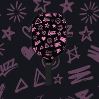 LUZZ Pink Doodle Original Paddle featuring a black paddle face with playful pink doodle graphics and a black handle