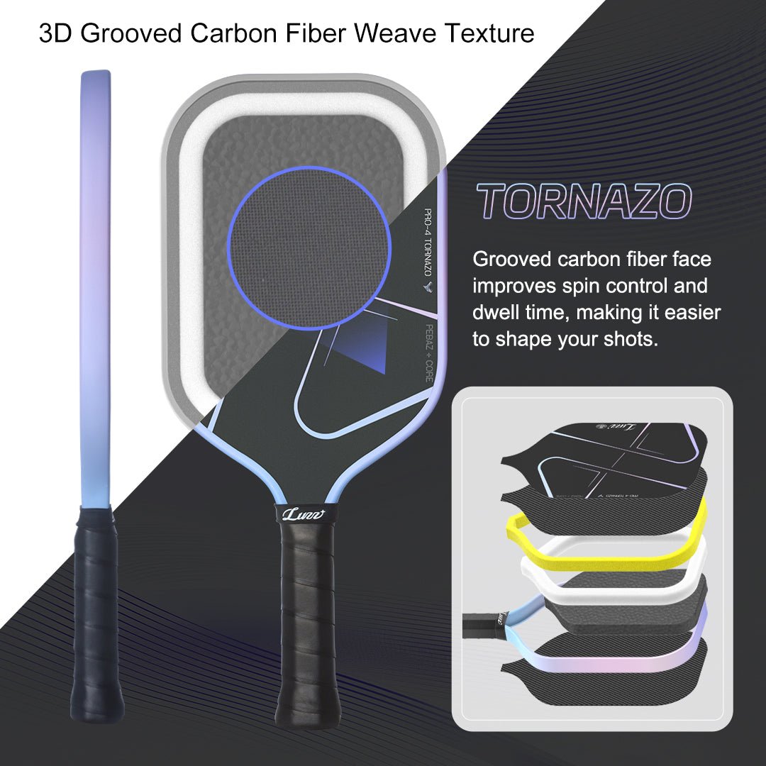 Luzzpickleball Pro 4 Tornazo Carbon Fiber Pickleball Paddle - Dual-Layer Core