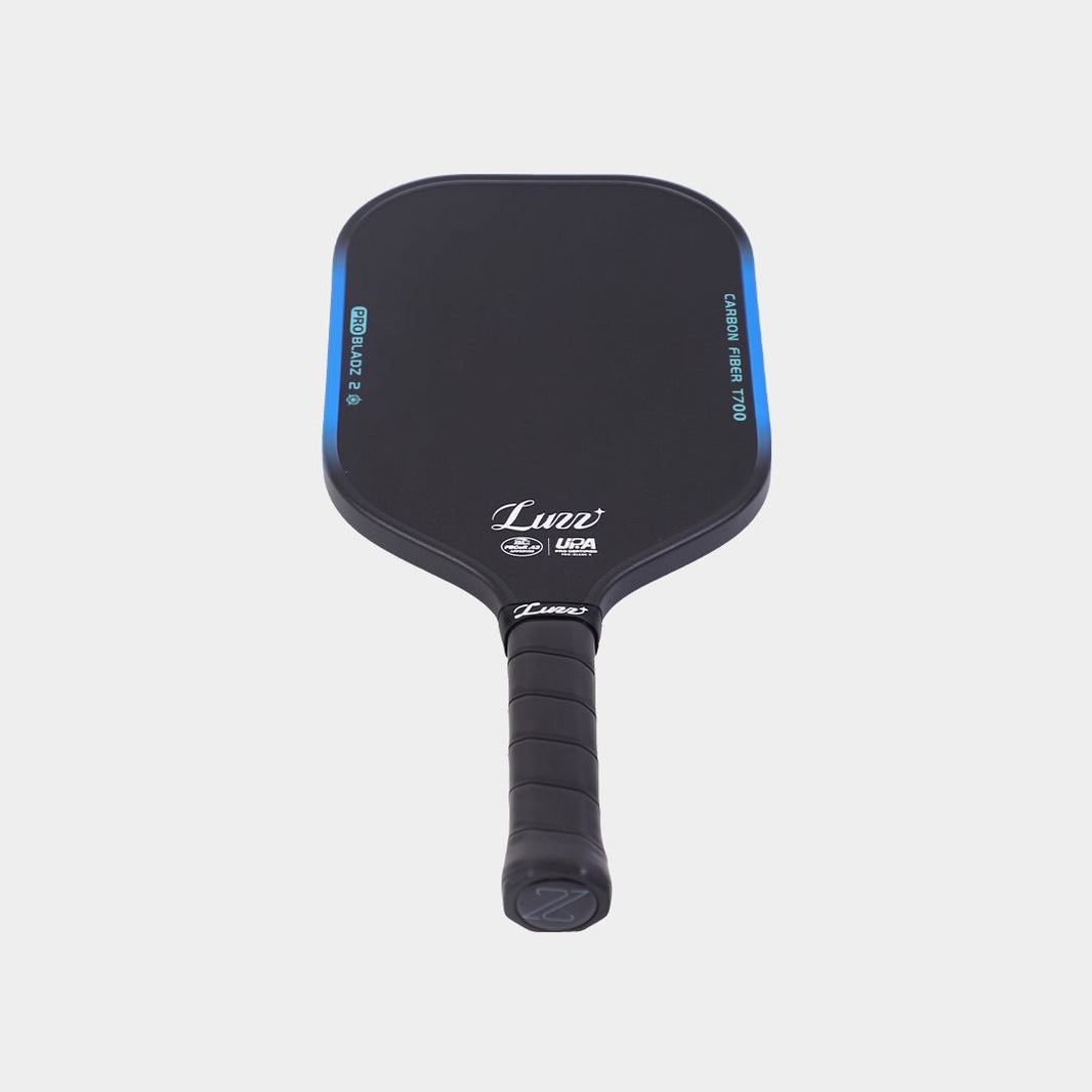 LUZZ ProBladz 2 pickleball paddle flat-lay view with the handle facing forward