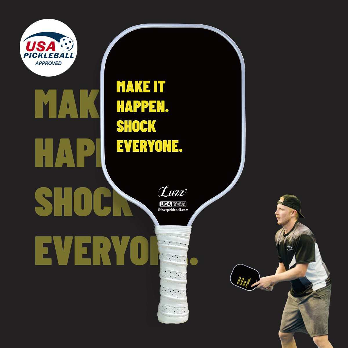 Luzz Shock Original Paddle -Upgraded Sandblasted Surface(Maximizes Spin)-Luzzpickleball
