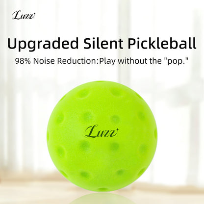 LUZZ Silent Pickleball featuring a green ball with the LUZZ logo printed on the surface