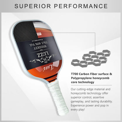 Pickleball paddle featuring premium T700 carbon fiber and a durable honeycomb core.