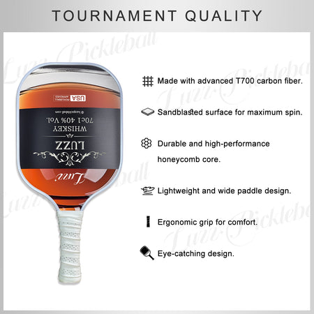 Pickleball paddle featuring premium T700 carbon fiber, a sand-textured surface, and a durable honeycomb core.