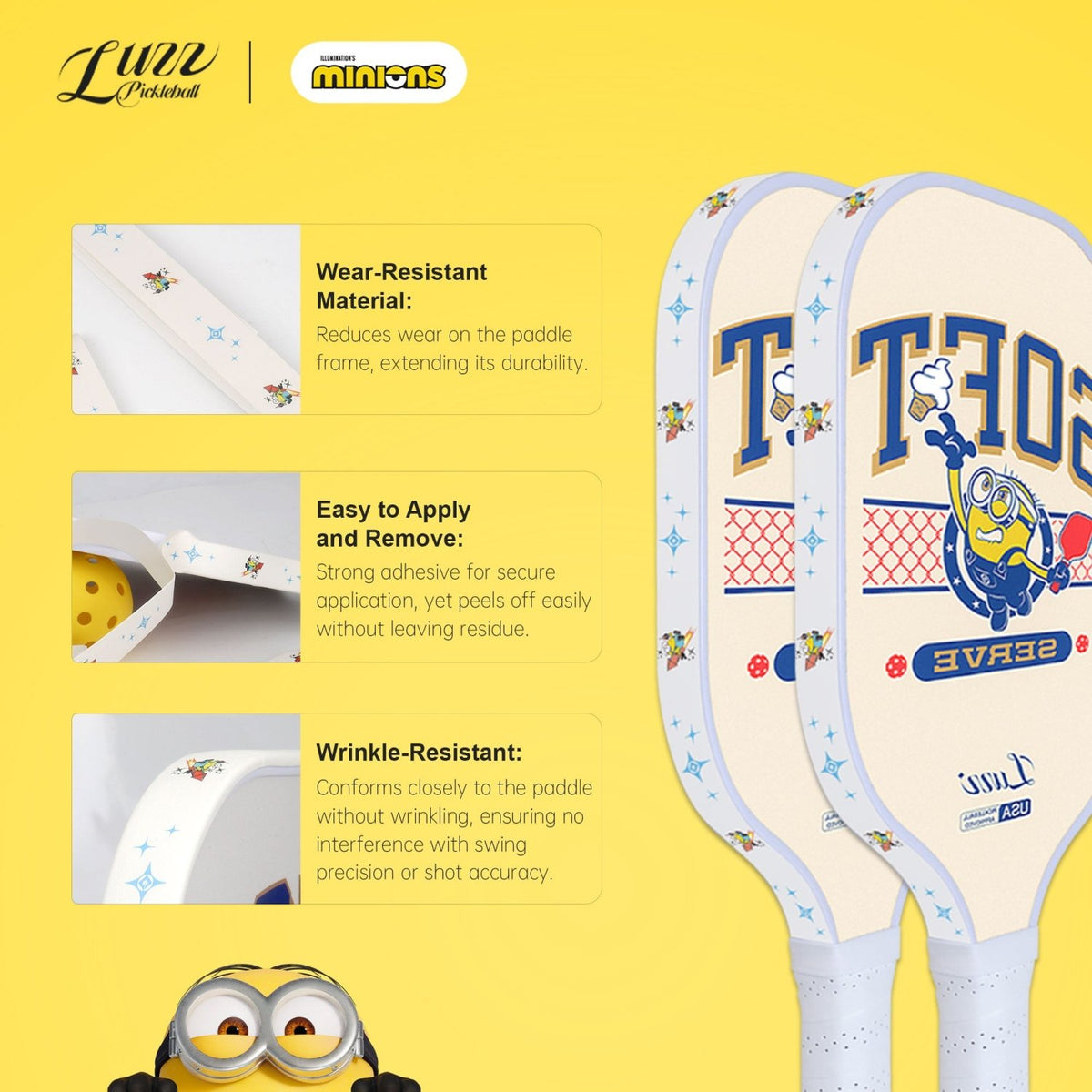 Luzz x Minions Paddle Edge Protection Tape -Star Guard (2 Pack)-Luzzpickleball