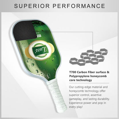 Pickleball paddle featuring premium T700 carbon fiber and a durable honeycomb core.